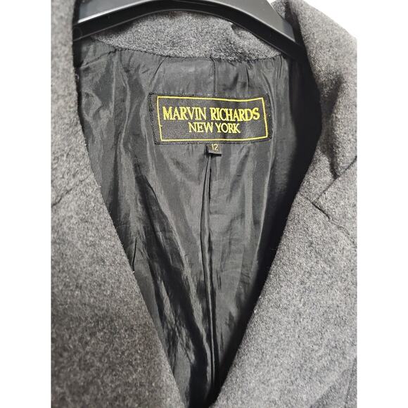 Marvin Richards Gray Wool Cashmere Blend Long Coat Size 12 Vintage Old Money - Picture 2 of 12